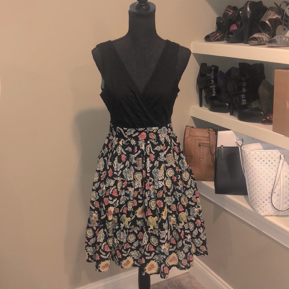 Black and Multi Color patterned dress